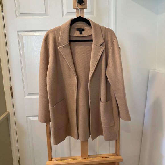 J. Crew Open Front Knit Sweater Cardigan Blazer Sz L Great Condition Camel Tan - Picture 4 of 4